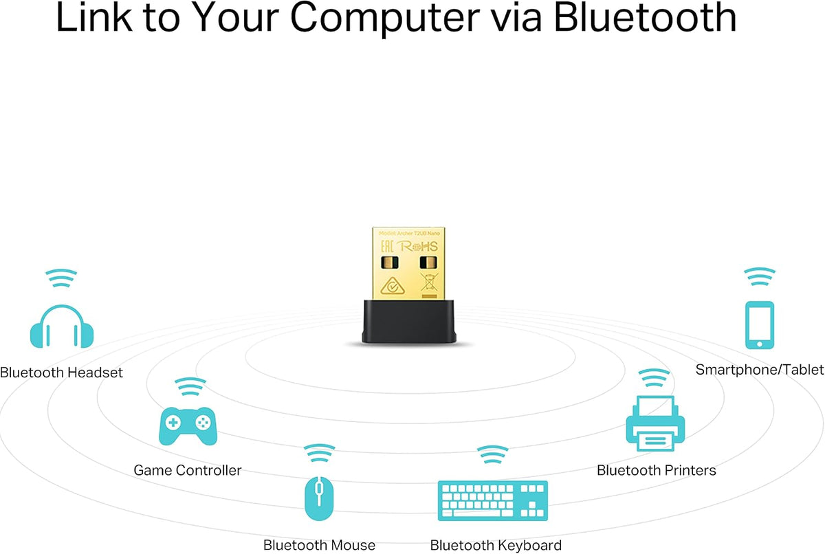 TP-Link AC600 Nano Wi-Fi Bluetooth 4.2 USB Adapter, Dual Band Wireless, Supports Windows 11/10/8.1/8/7 for Wi-Fi, Windows 11/10/8.1/7 for Bluetooth, WPA3 Security, Plug and Play (Archer T2UB Nano)