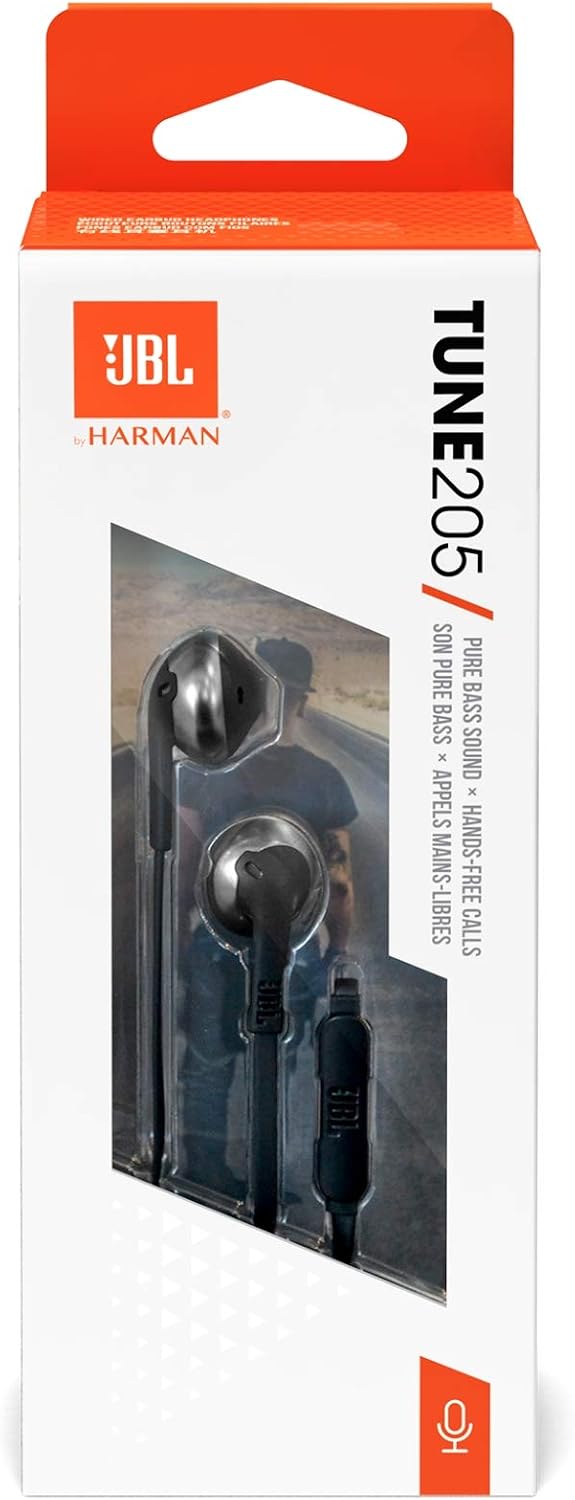 JBL T205 Wired In-Ear Headphones — Black