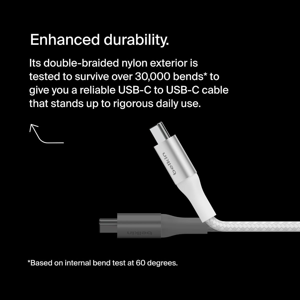Belkin BoostCharge USB-C to USB-C Power charger cable, USB-IF certified fast charging cable with 240W Power Delivery for iPhone 16, 15, MacBook, Chromebook, Galaxy, iPad, Pixel & More - 2m, white