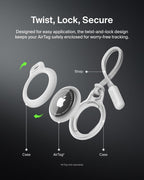Belkin Airtag Case With Strap, Secure Holder Protective Cover For Air Tag Scratch Resistance Accessory - White
