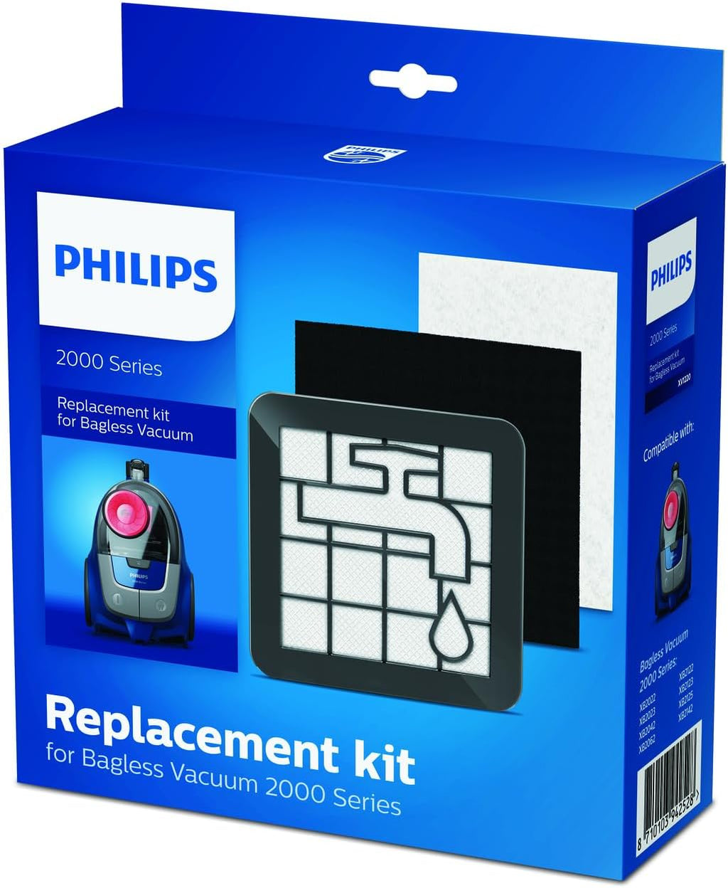 Philips XV1220/01 Filter Kit for Bagless Vacuum Cleaners Series 2000, Black/White