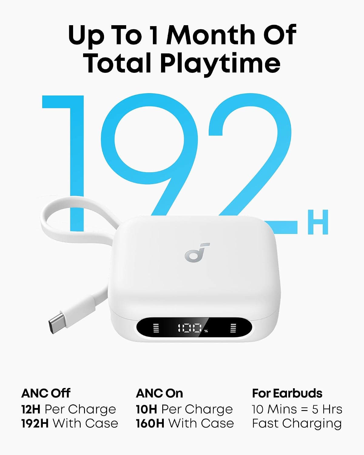 Soundcore P41i by Anker, Noise Cancelling Earphones with Phone Charger and Lightning Adapter, Battery Life 12h, 192h with Case, 6 Microphones and AI, Wireless Earphones IPX5, Bluetooth 5.3