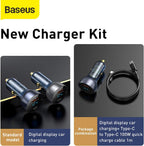Baseus Particular Digital Display QC + PPS Dual Quick Charger Car Charger 65W Silver — Silver