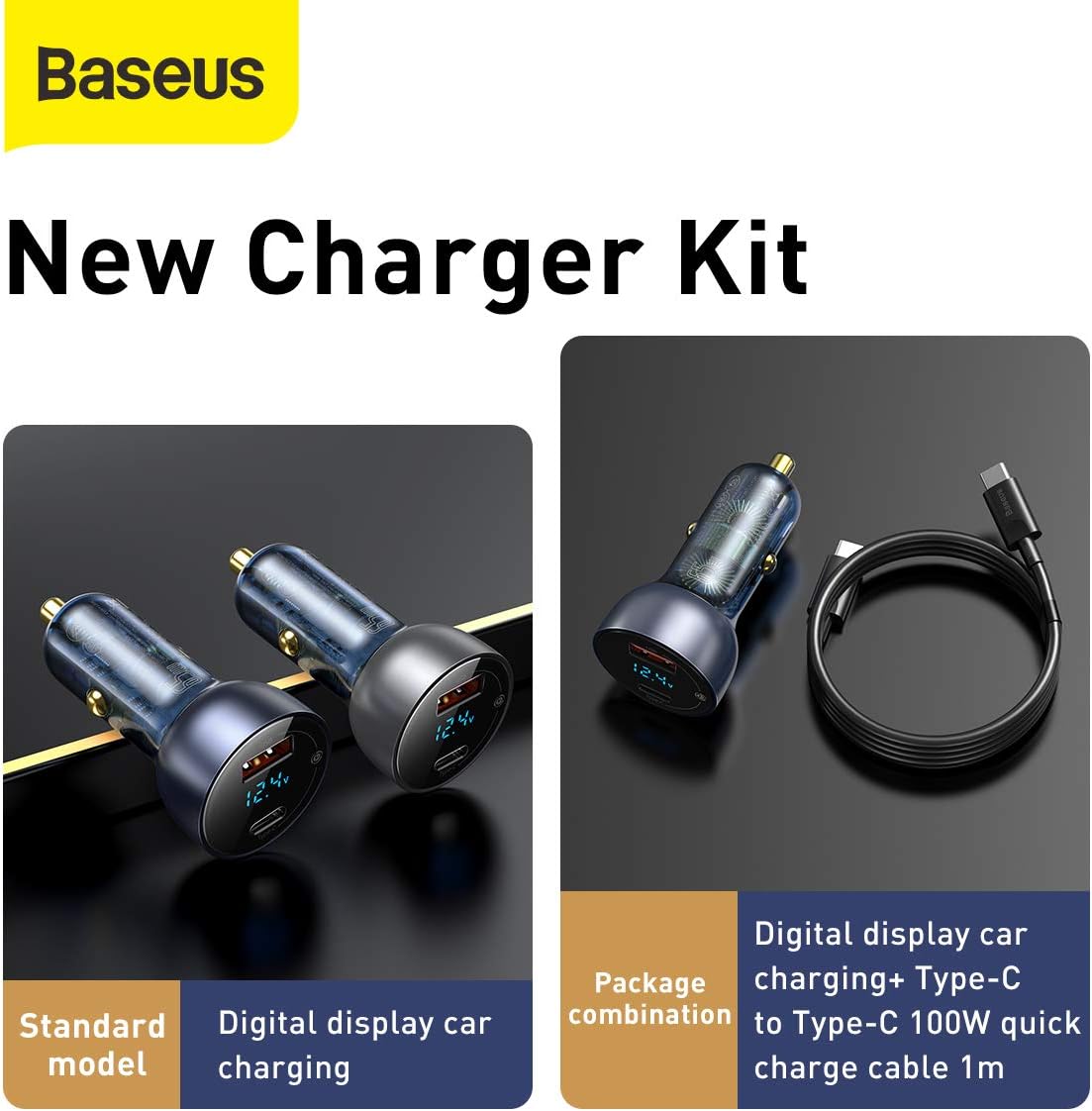 Baseus Particular Digital Display QC + PPS Dual Quick Charger Car Charger 65W Silver — Silver