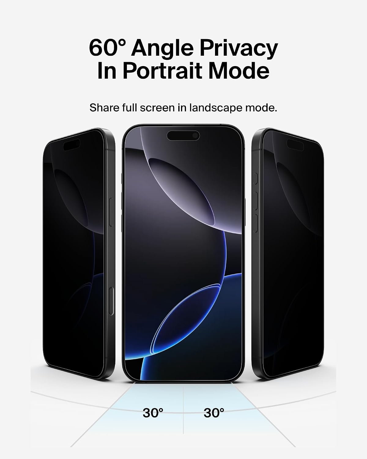 Belkin ScreenForce InvisiGlass iPhone 16 Pro Max Privacy Screen Protector, scratch-resistant impact protection, easy align tray for bubble free application, recycled glass for iPhone 16 Pro Max
