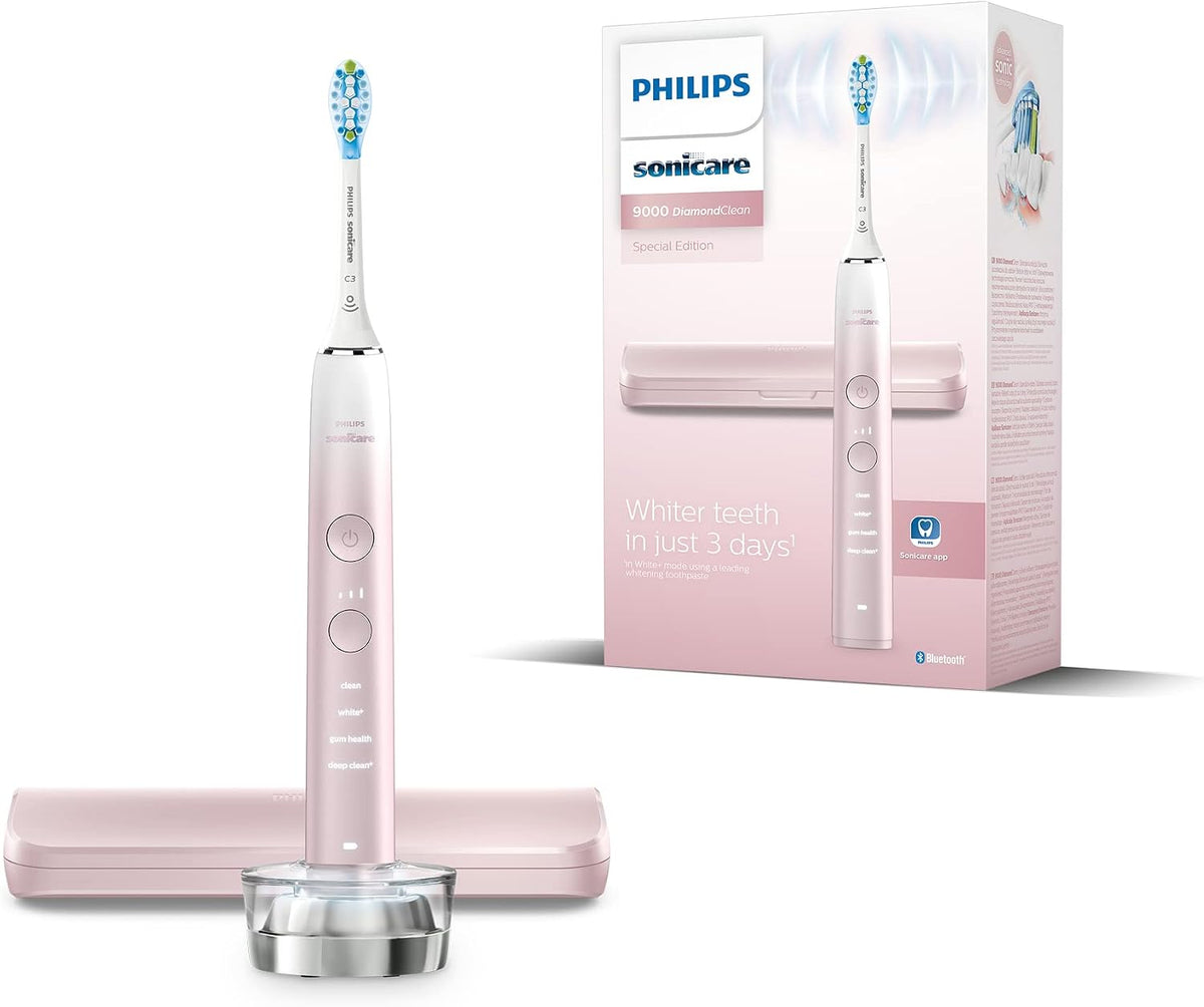Philips Sonicare DiamondClean 9000 Series Power Electric Toothbrush Special Edition Sonic Brush, Pink, with 1 x C3 Premium Plaque Control Brush Head Model HX9911/84, Diamondclean 9000 Pink (1bh) — Diamondclean 9000 Pink (1bh)
