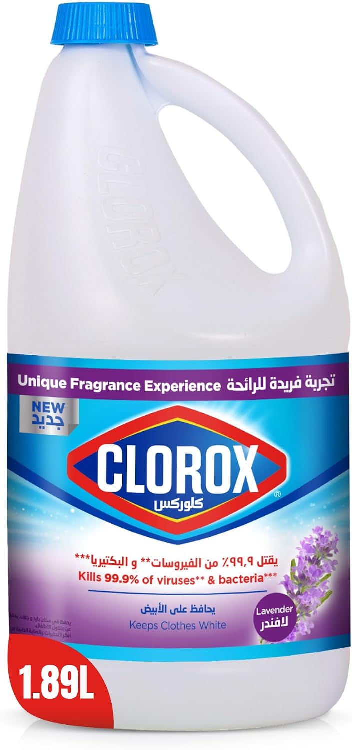 Clorox Liquid Bleach 1.89L, Lavender Scent New Fragrance Experience, Kills 99.9% of Viruses and Bacteria — front product image