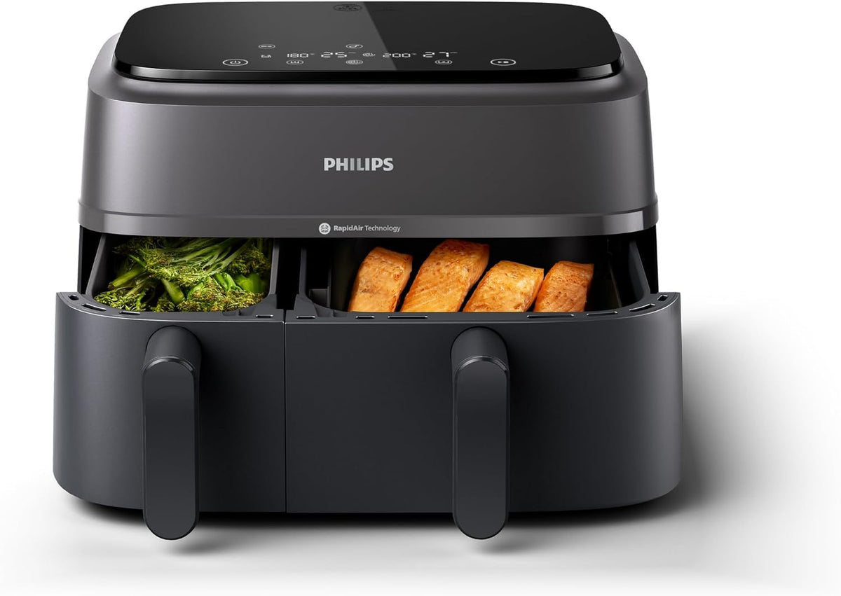 Philips Dual Basket AirFryer XXL, 9L/1.5KG, 2750W, 8 Presets — Black