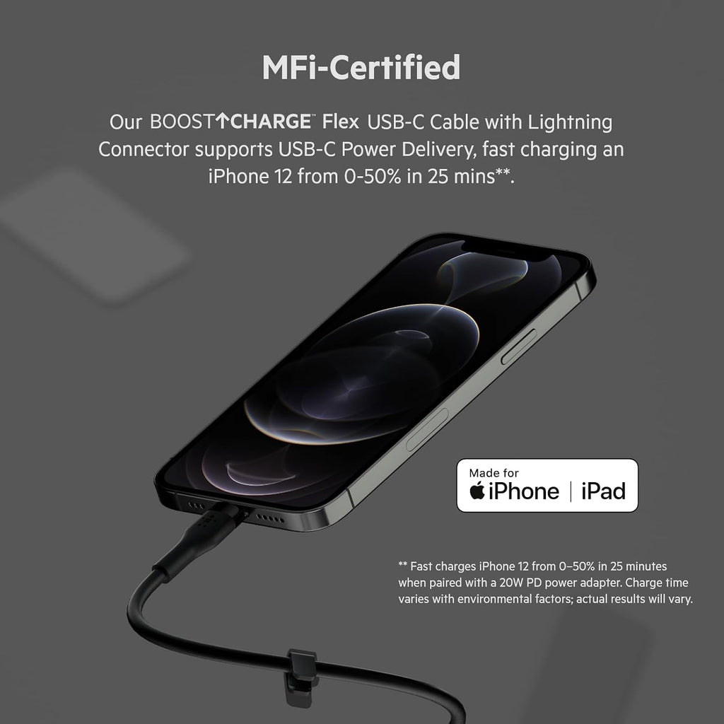 Belkin Silicone Cable Lightning to Type-C 1 Meter Black