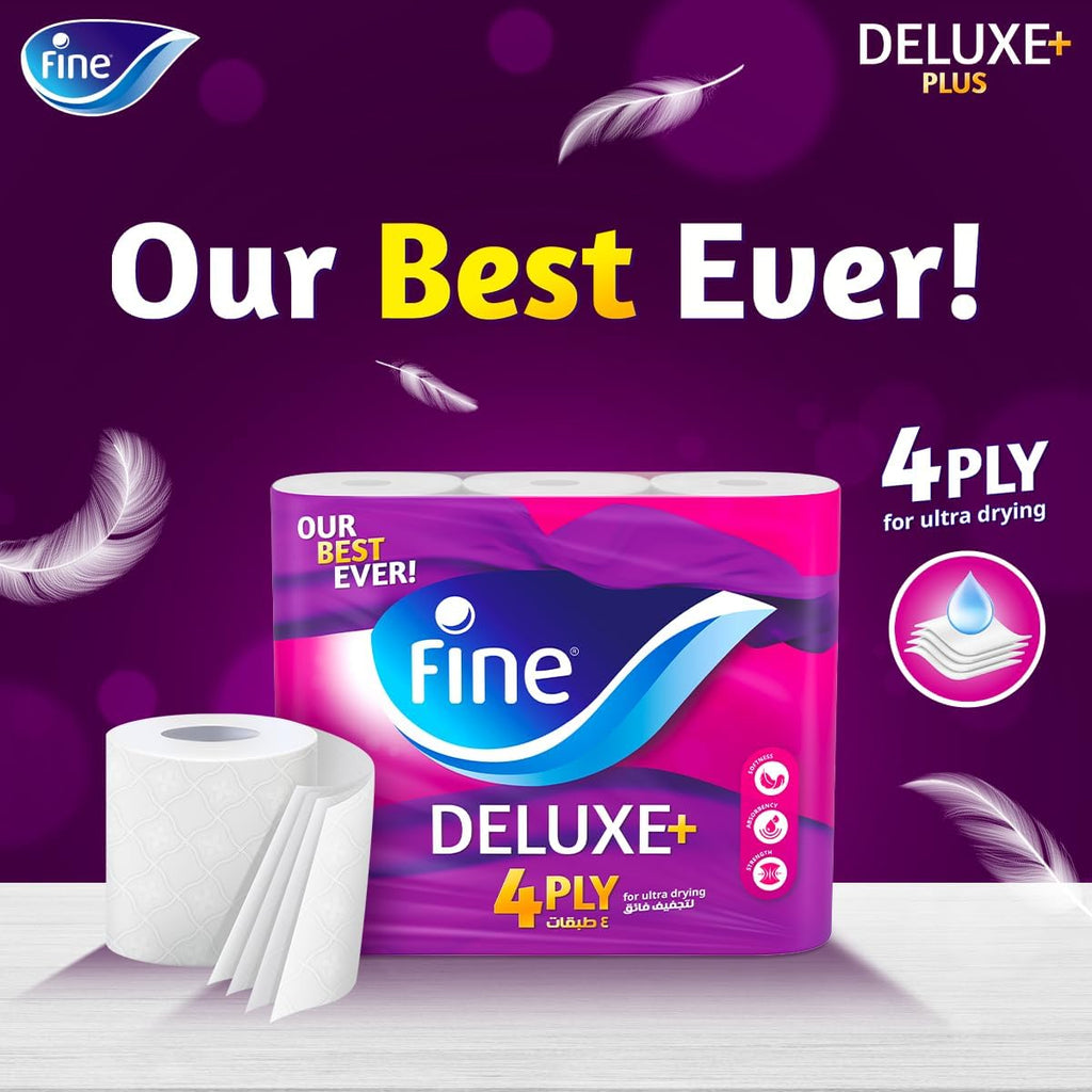 Fine Deluxe Toilet Paper 4 Ply, 9 Rolls x 140 Sheets (Pack of 2) — additional view 2