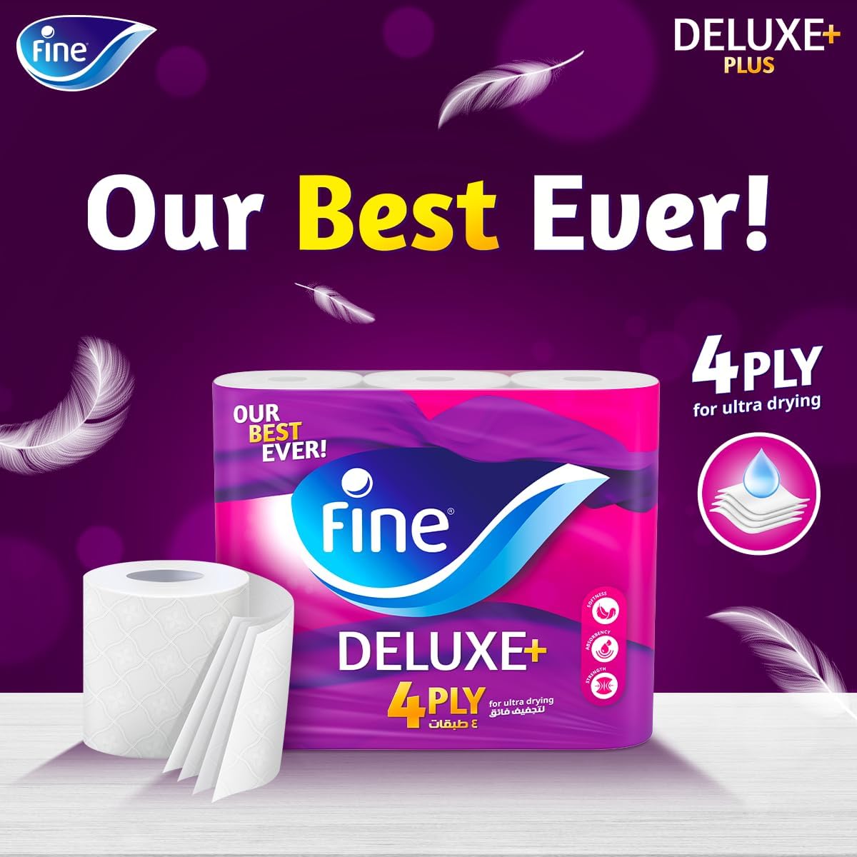 Fine Deluxe Toilet Paper 4 Ply, 9 Rolls x 140 Sheets (Pack of 2) — additional view 2