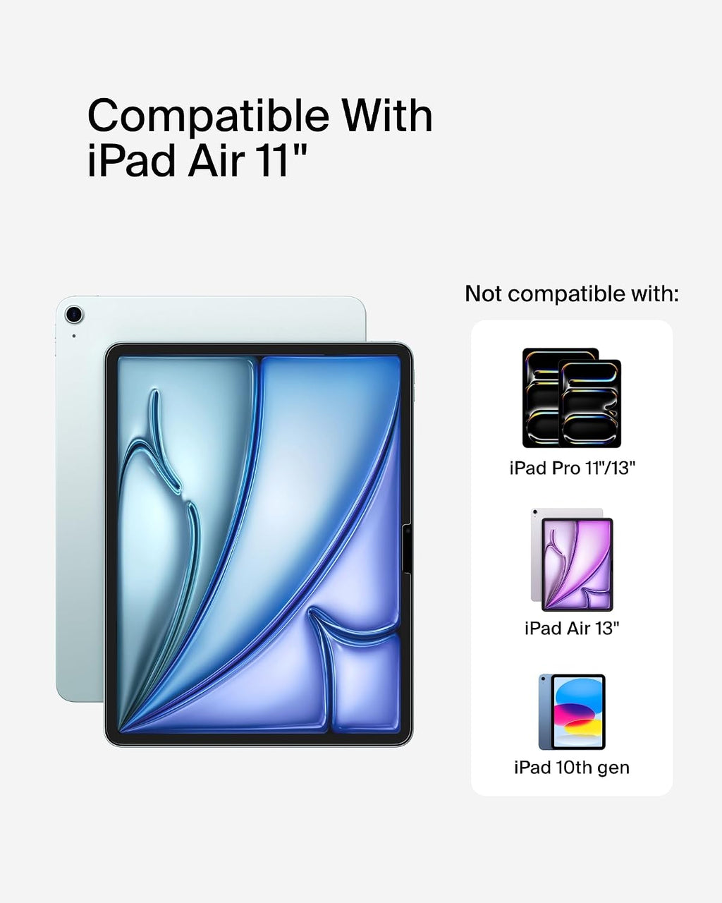 Belkin ScreenForce TemperedGlass screen protector for iPad Air 11-inch, 9H hardness rating tempered glass, 0.33mm thin, scratch-resistant with easy installation, compatible with case and Apple Pencil