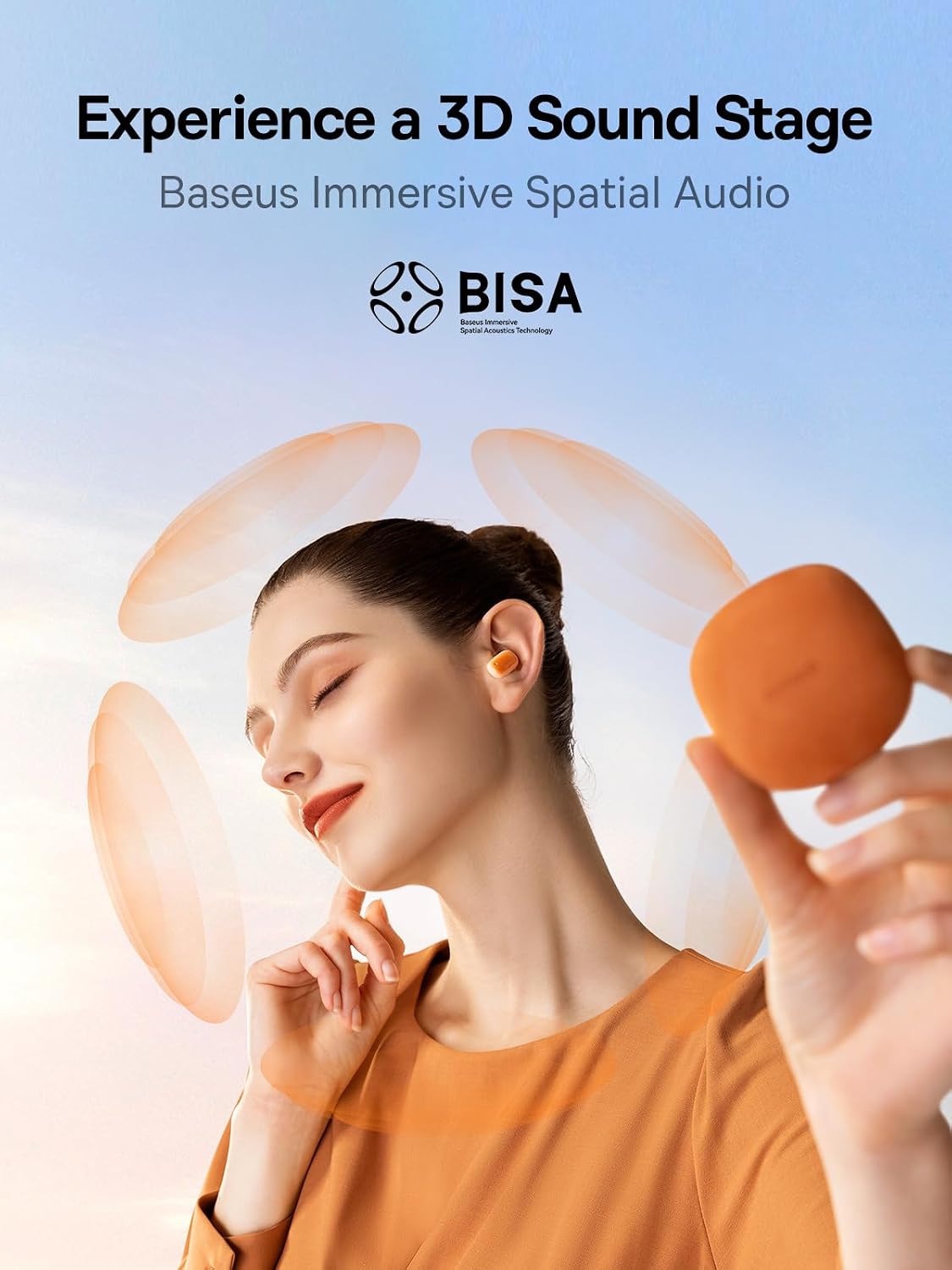 Baseus AirNora 2 Noise-Cancelling Wireless Earbuds — Orange