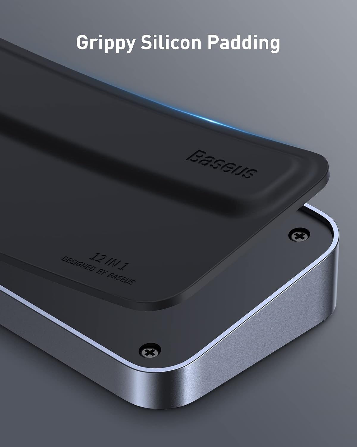 Baseus 12-in-1 Triple-Monitor USB-C Docking Station — 2 HDMI and DisplayPort — Silver