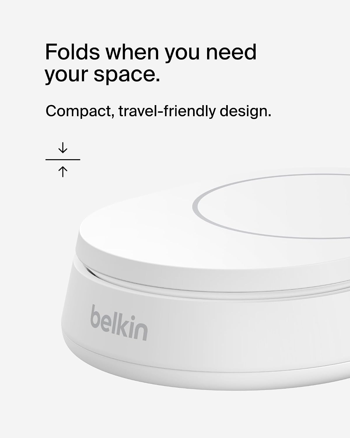 Belkin Fast Charge Pro 15W convertible magnetic wireless charging stand, MagSafe compatible fast Qi2 wireless charger, magnetic fast charger for iPhone 16/15/14/13, AirPods Pro, 20W plug incl. - White