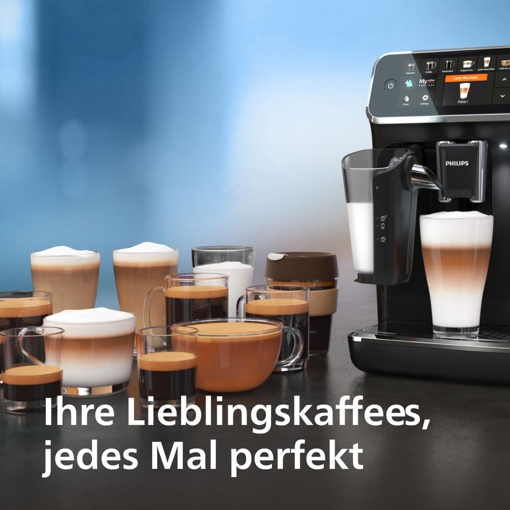 Philips 5400 Series Espresso Machine - Coffee Bean - LatteGo Milk Frother, 12 Coffee Specialities, Intuitive Display, 4 User Profiles, Black (EP5441/50) — Black