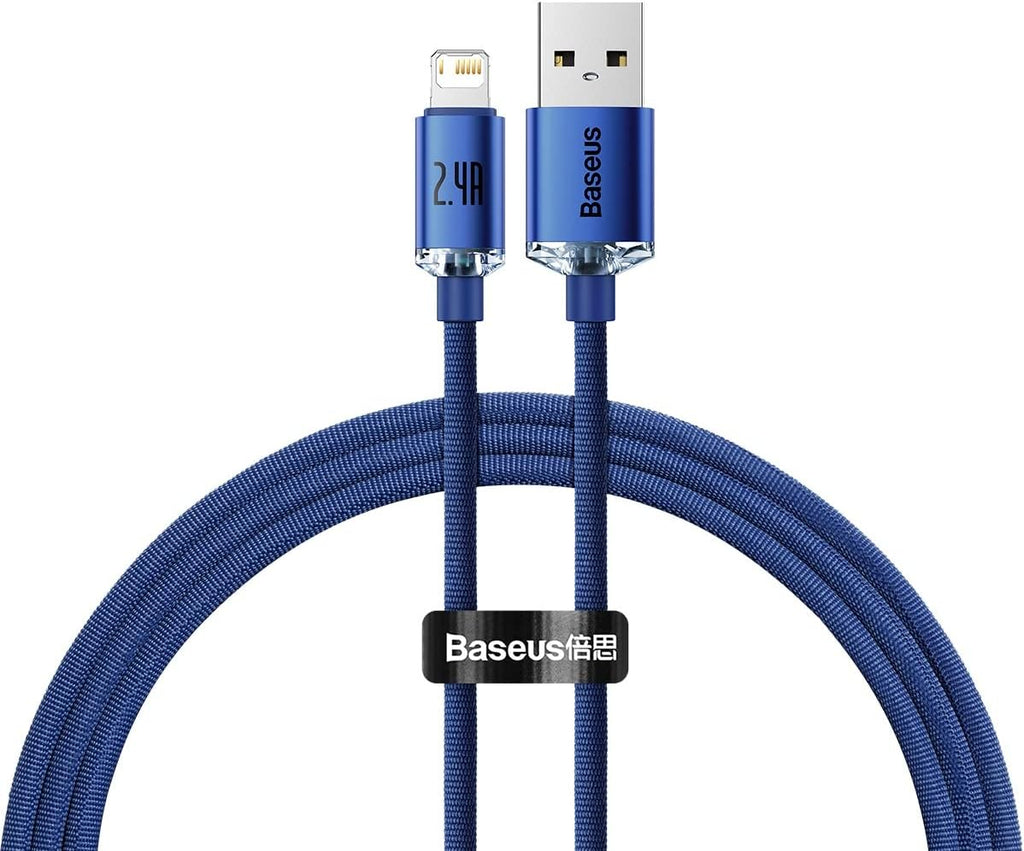 Baseus Crystal Shine USB-A to Lightning Cable 2.4A — 1.2m — Blue
