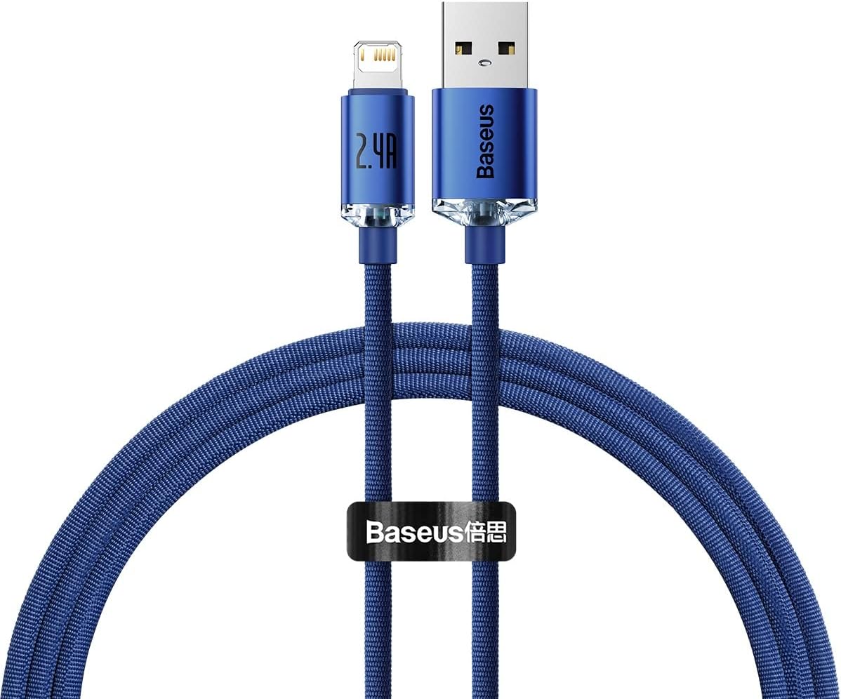 Baseus Crystal Shine USB-A to Lightning Cable 2.4A — 1.2m — Blue