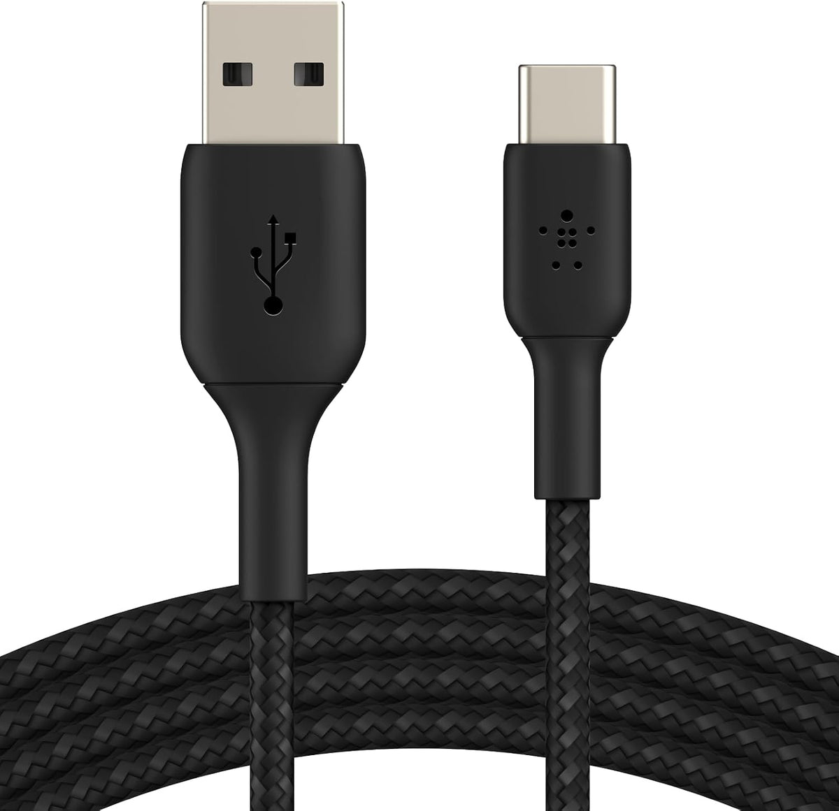 Belkin Fast Charge Braided USB C charger cable, USB-C to USB-A cable, USB type C charging cable for iPhone 15, Samsung Galaxy S23, Google Pixel, iPad, MacBook, Nintendo Switch and more - 1m, Black
