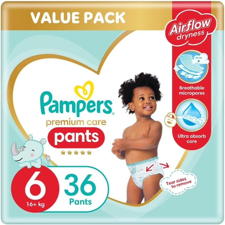 Pampers Premium Care Taped Baby Diapers, Size 5, 11-16kg, Unique Softest Absorption for Ultimate Skin Protection, 168 Count