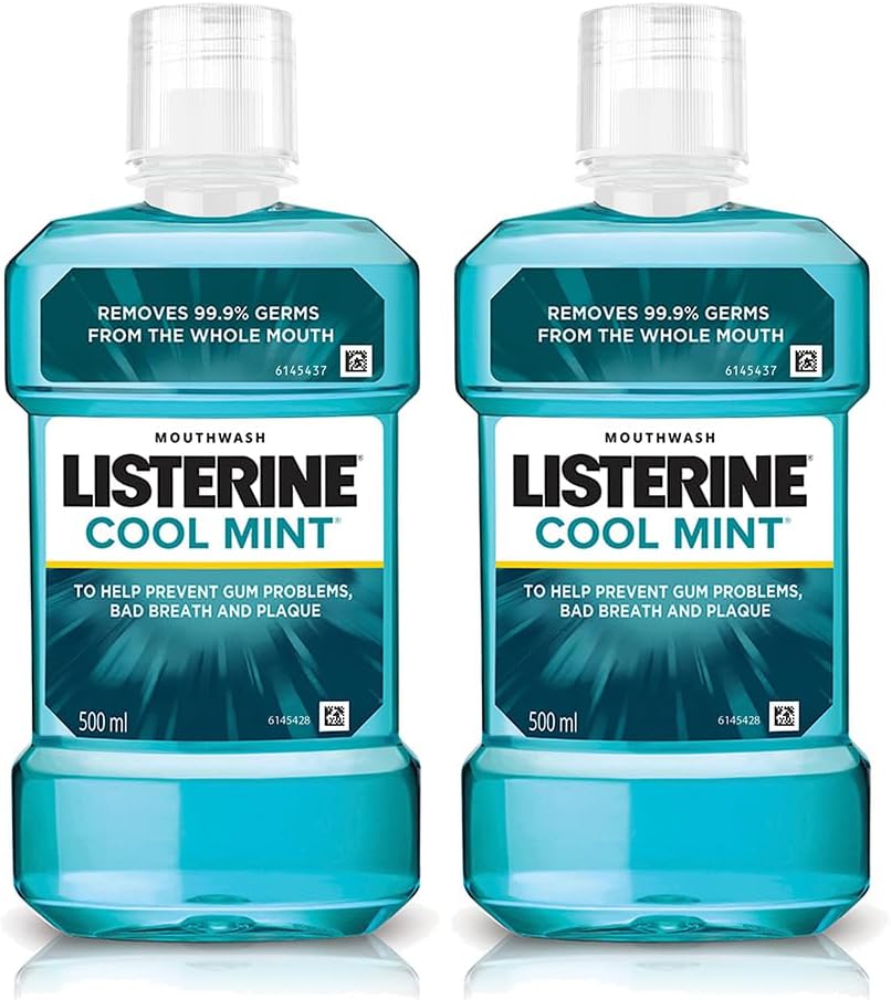 Listerine Cool Mint Mouthwash, 500 ml, 2-Pack — front product image