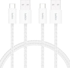 Belkin 2-Pack Braided USB-A to USB-C Cable 5ft, 15W - Soft, Flexible Fast-Charging Cable, Type C Charger Cord for iPhone 17 & 16 Series, Galaxy S25, Pixel 10, iPad Pro, & More - White