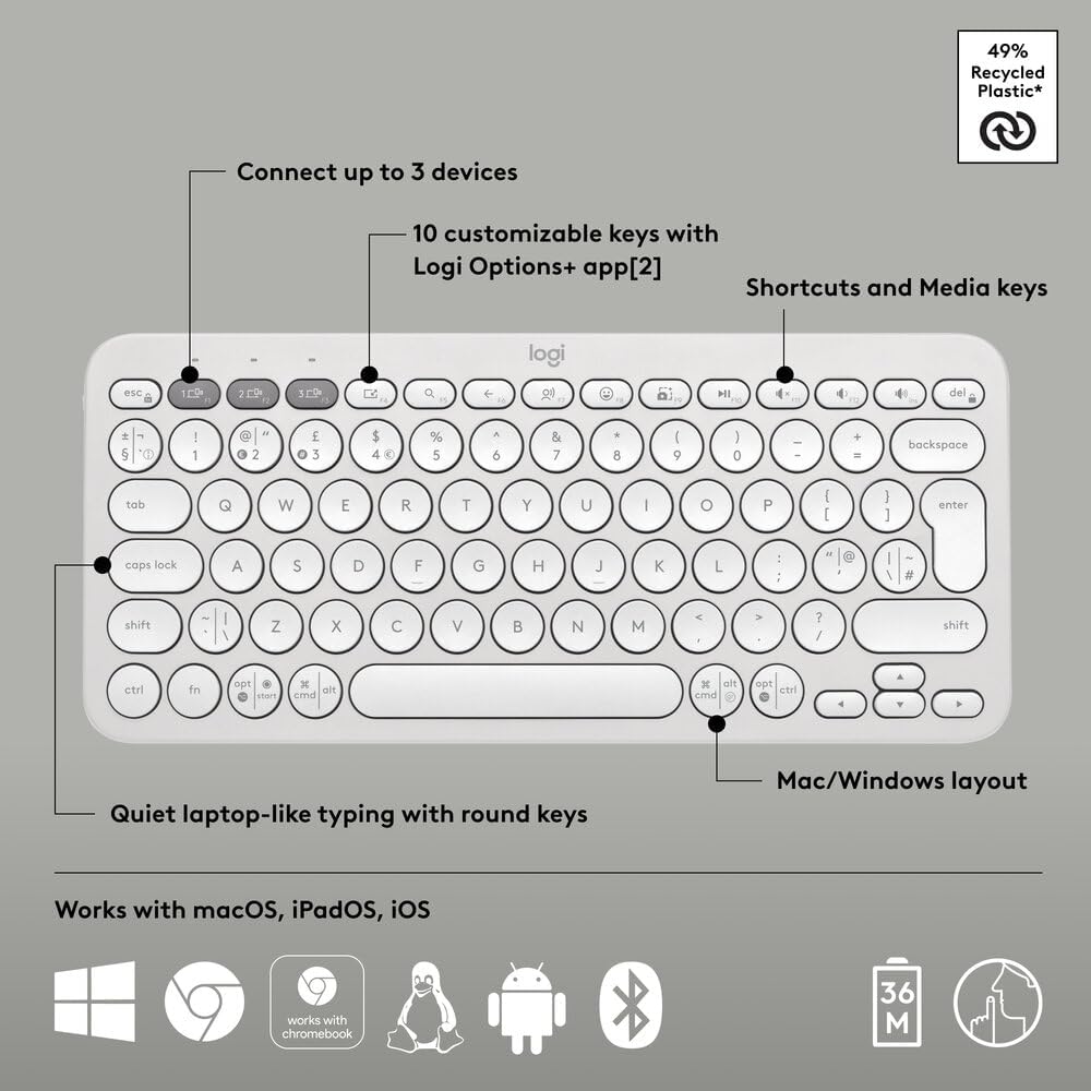 Logitech K380S Keyboard — White