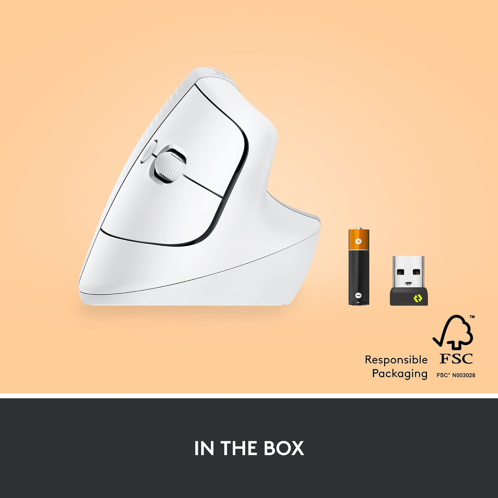 Logitech Lift Vertical Wireless Mouse — Off White