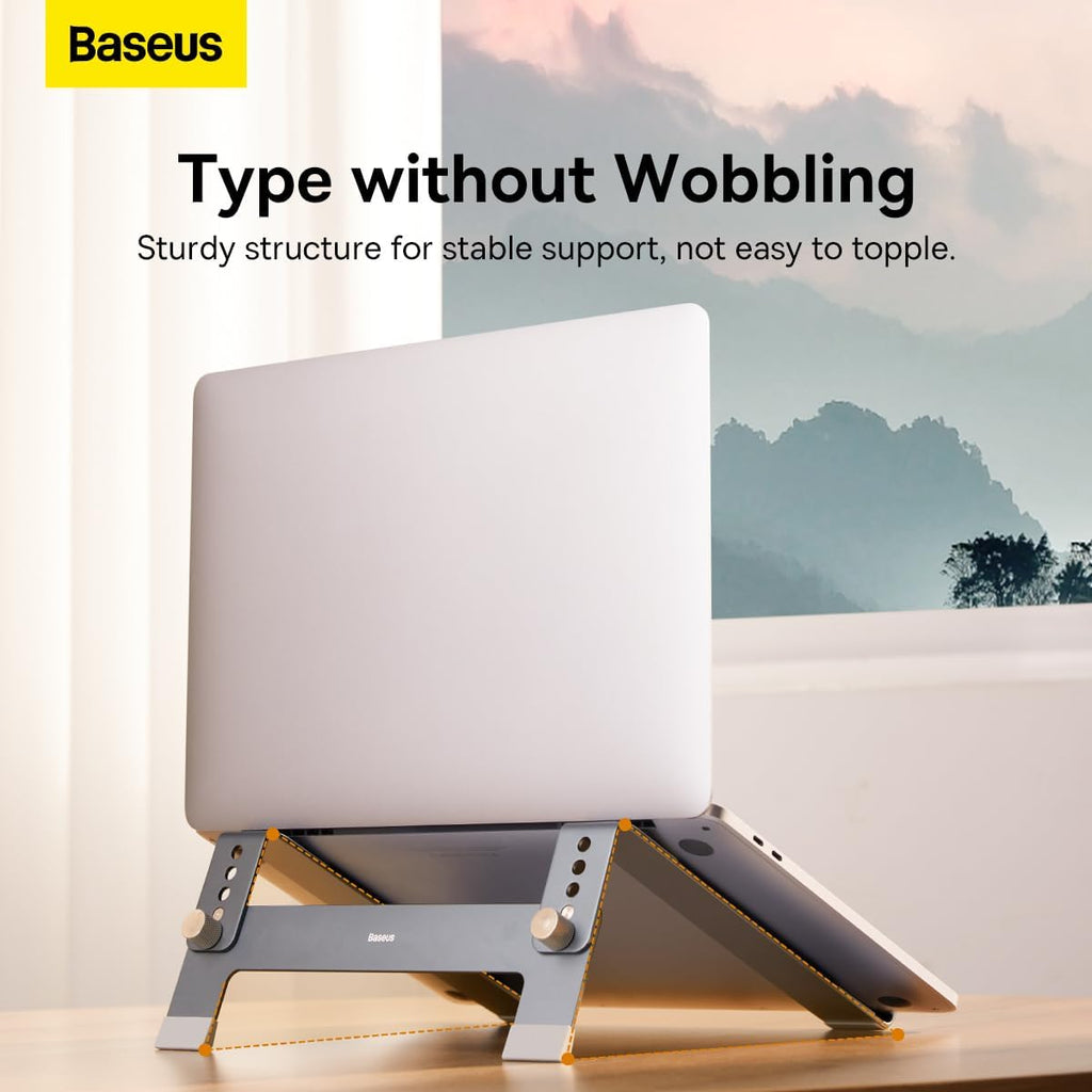Baseus Laptop Stand for Desktop, Adjustable Ergonomic Portable Holder,4-Gear Adjustable — For Laptop (4-Gear Adjustable) — Grey