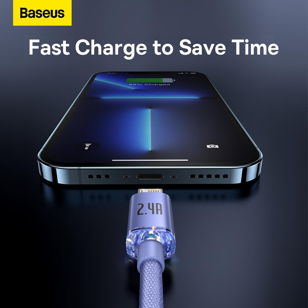 Baseus Crystal Shine USB-A to Lightning Cable 2.4A — 1.2m — Purple