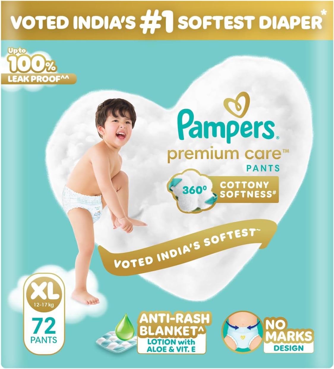 Pampers Premium Care Pants Diapers Monthly Box Pack, X-Large, 72 Count
