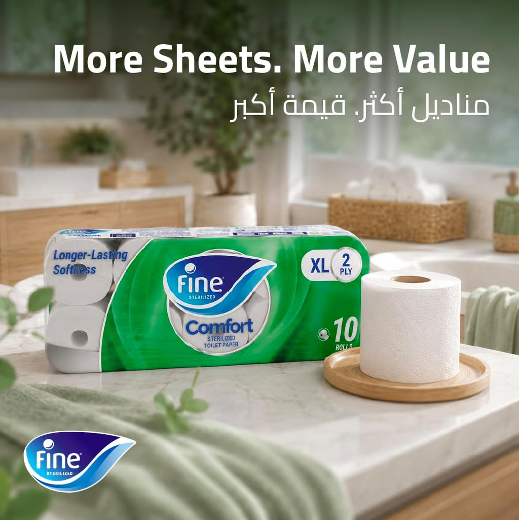 Fine Comfort XL Toilet Tissues Paper, 20 Rolls x 250 sheets x 2 Ply — additional view 7