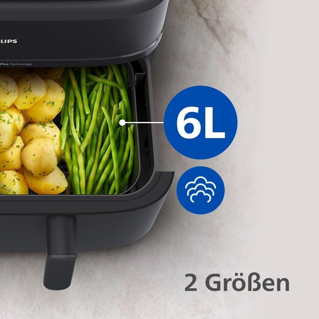 Philips 5000 Series Dual Basket Airfryer — Blackbody/Black Handle