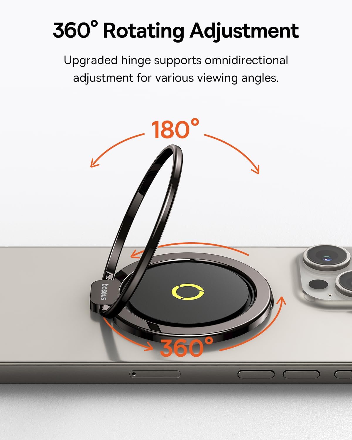 Baseus MagPro II Magnetic Phone Ring Holder with Popsocket – MagSafe Stand & Grip for Wireless Charging, 360° Adjustable Kickstand — Black