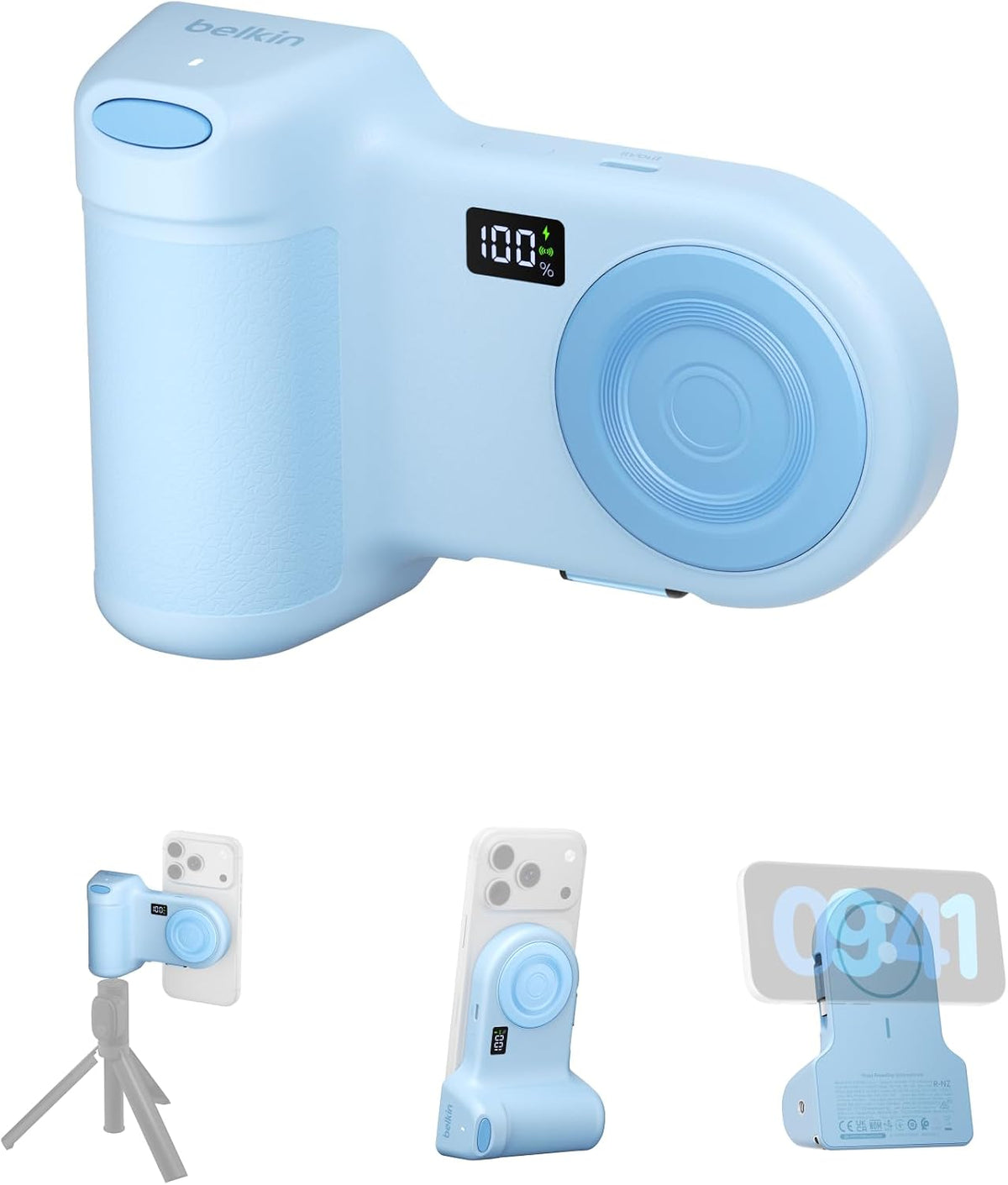 Belkin Stage PowerGrip 9300mAh Magnetic Camera Grip with Power Bank - Blue
