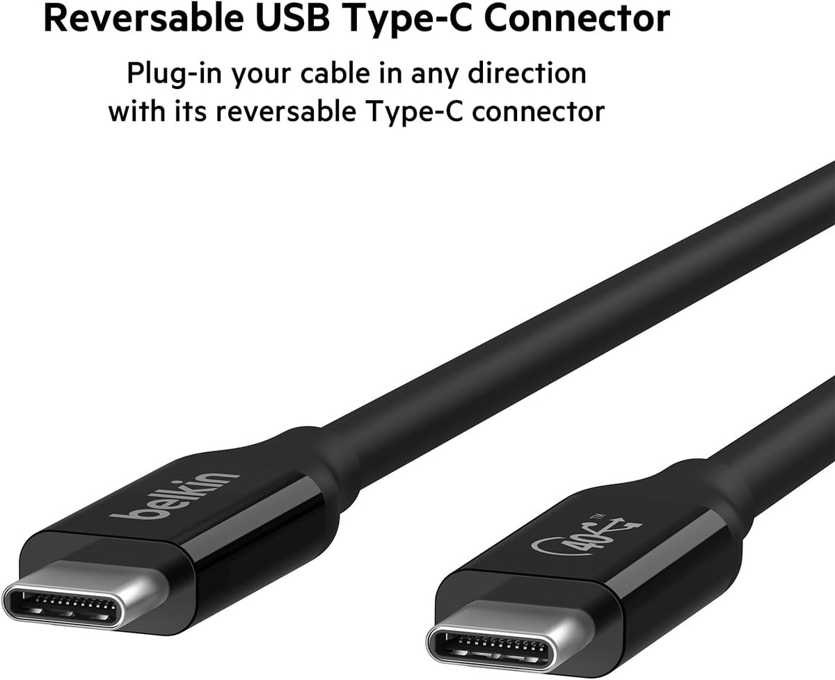 Belkin USB4, USB-C to USB-C Cable, USB IF Certified with Power Delivery up to 100W, 40 Gbps Data Transfer Speed and Backwards Compatible with Thunderbolt 3, USB 3.2, charging cable, more - 0.8m
