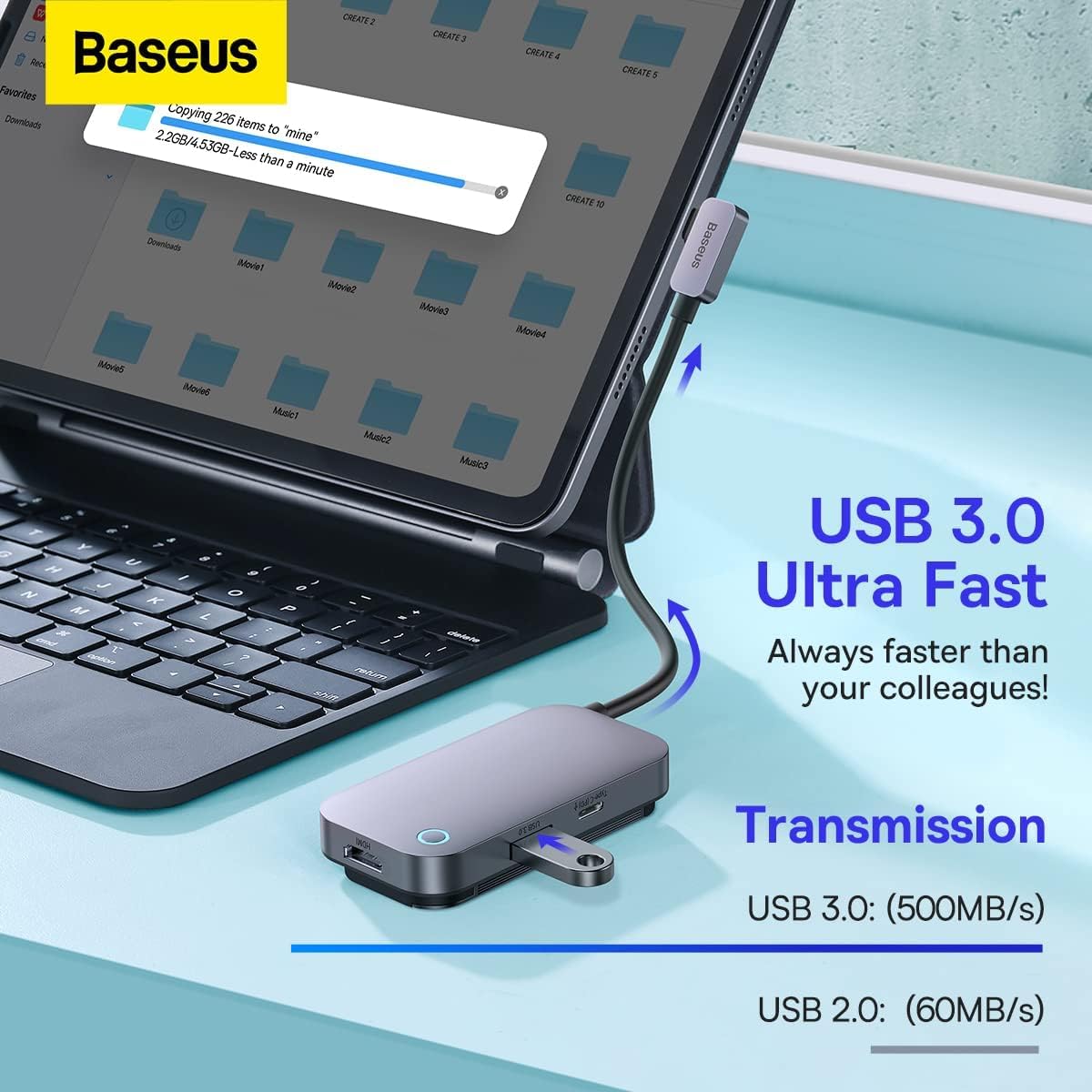 Baseus PadJoy 4-Port Type-C HUB Adapter Dark gray — Dark Grey