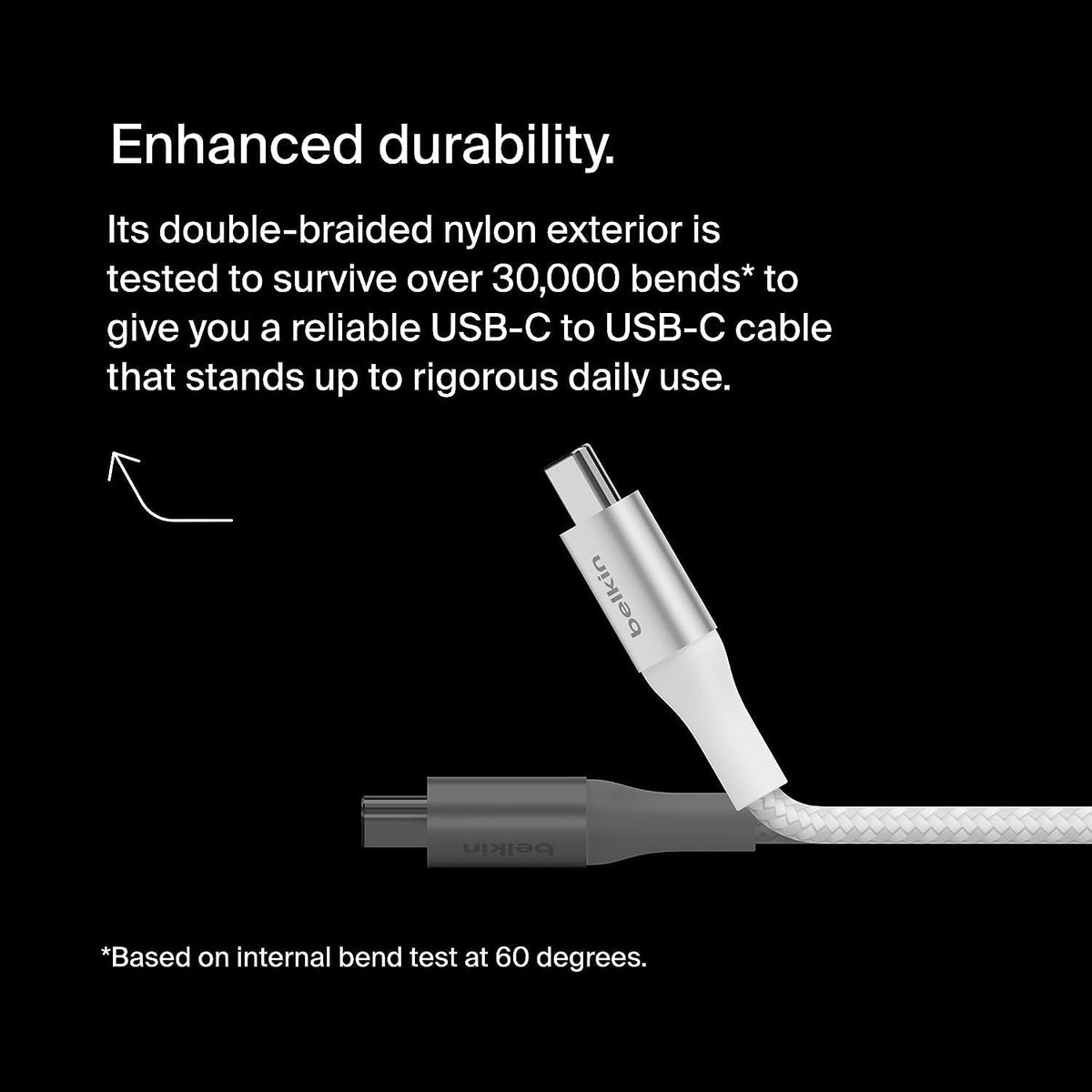 Belkin BoostCharge USB-C to USB-C Power charger cable, USB-IF certified fast charging cable with 240W Power Delivery for iPhone 16, 15, MacBook, Chromebook, Galaxy, iPad, Pixel & More - 2m, white