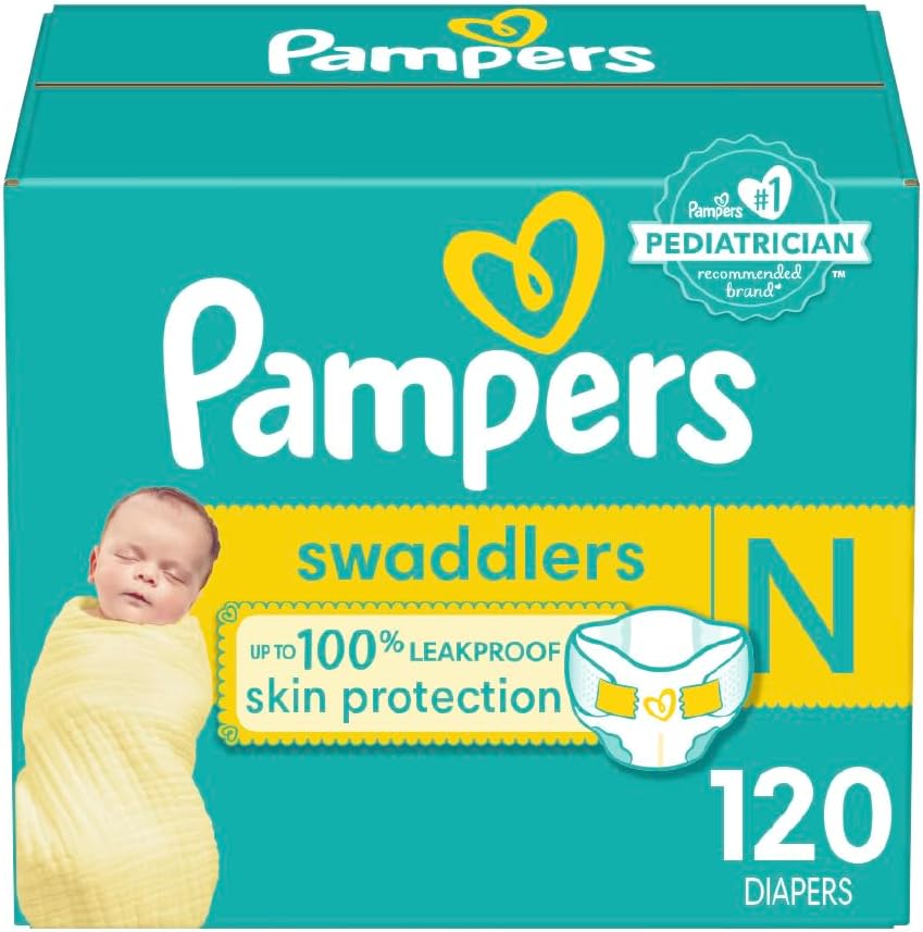 Pampers Diapers Newborn/Size 0 (< 10 lb), 120 Count - Swaddlers Disposable Baby Diapers, Giant Pack (Packaging May Vary)