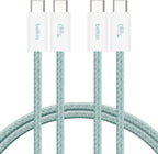 Belkin 2-Pack Braided USB-C to USB-C Cable 5ft, 60W - Soft, Flexible Fast-Charging Cable, Type C Charger Cord for iPhone 17 & 16 Series, Galaxy S25, Pixel 10, iPad Pro, & More - Green