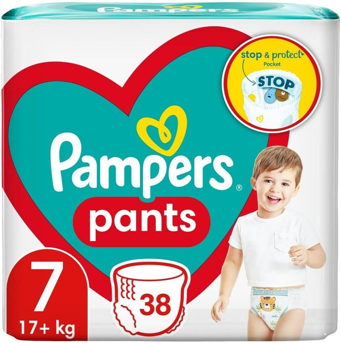 Pampers Pants Nappies Size 7 (17+ kg), Pack of 38, Best Protection & Comfort Pampers in Easy Fit Nappies