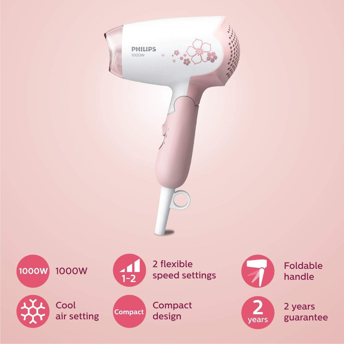 Philips DryCare HP8108/00 Hairdryer Pearl/White 1000 W 1.5 m 220-240 V — White
