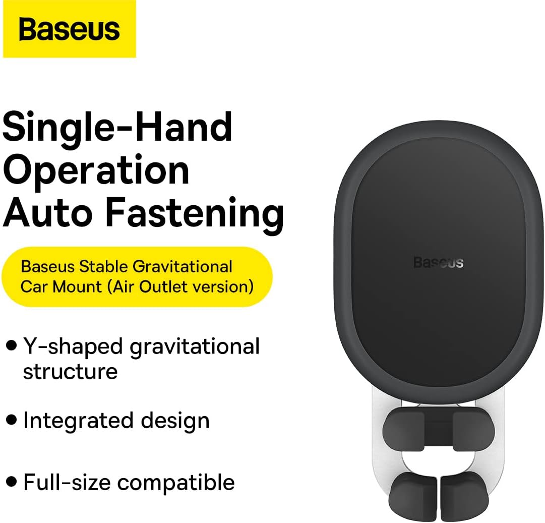 Baseus Gravity Car Phone Holder for Air Vent Outlet, Universal Car Phone Mount, Y-Shaped Phone Holder for Car — Black