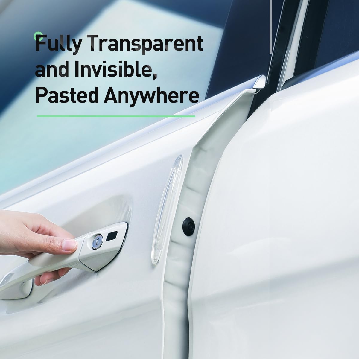 Baseus Bumper Strips, 4PCS Anti-Collision Bumper Protector Strips Silicone Door Stopper Transparent Protector for Car Doors,Corner Bumper,Side Mirrors — Clear