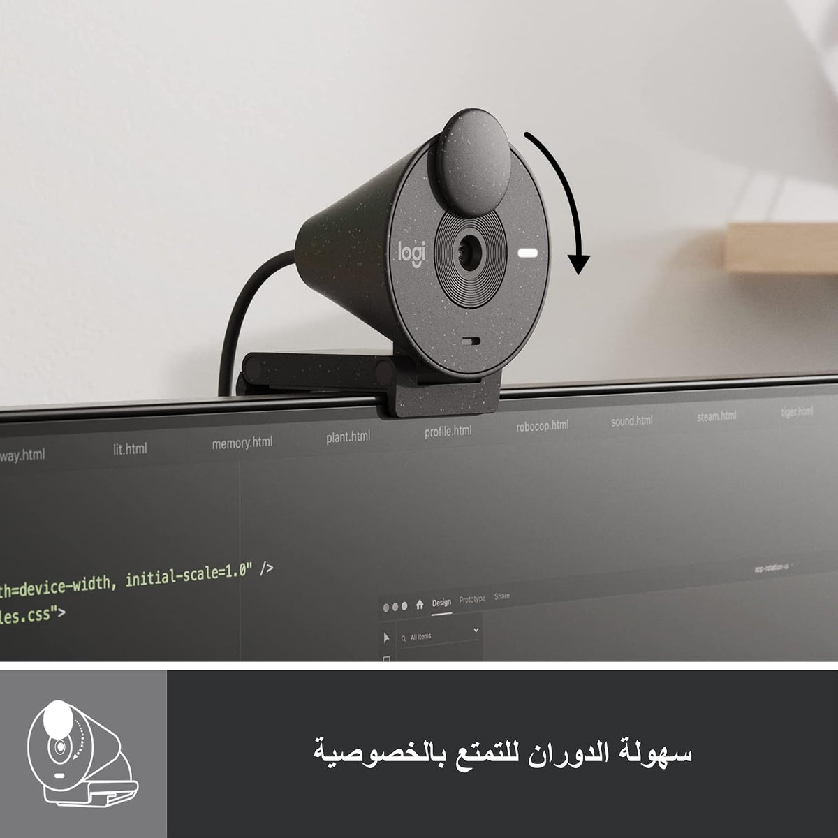 Logitech BRIO 300 Webcam — Graphite