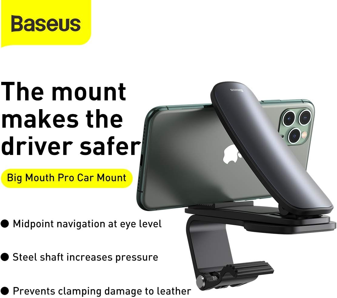 Baseus Car Phone Holder for Centre Console Dashboard, 360° Adjustable Car Phone Mount — 180°-Ultra Stable-BMP — Black