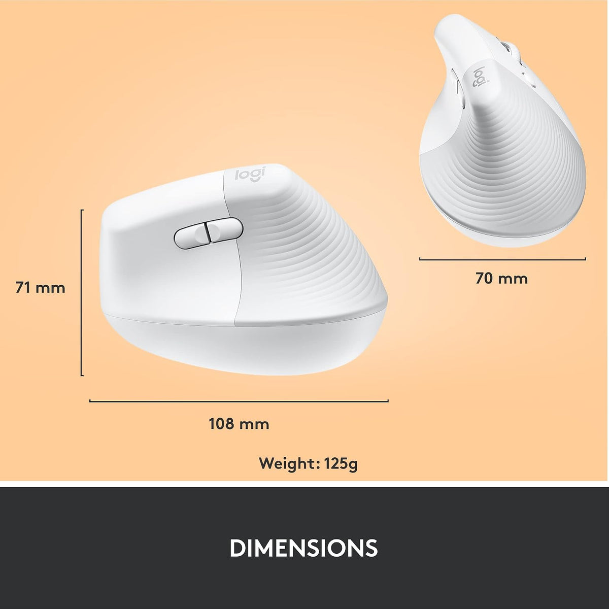 Logitech Lift Vertical Wireless Mouse — Off White
