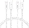 Belkin 2-Pack Braided USB-C Cable with Lightning Connector 5ft - Soft, Flexible Fast-Charging Cable, Lightning Charger Cord for iPhone 14 & Earlier Series, iPad 9th Gen, & AirPods - White