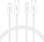 Belkin 2-Pack Braided USB-C Cable with Lightning Connector 5ft - Soft, Flexible Fast-Charging Cable, Lightning Charger Cord for iPhone 14 & Earlier Series, iPad 9th Gen, & AirPods - White
