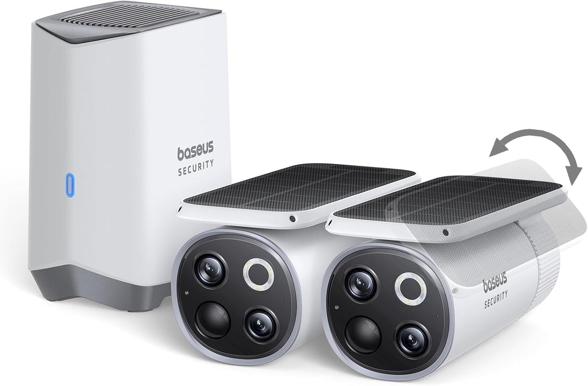 Baseus S1 Pro Solar Outdoor Security Camera 3K — 2-Camera Kit — White